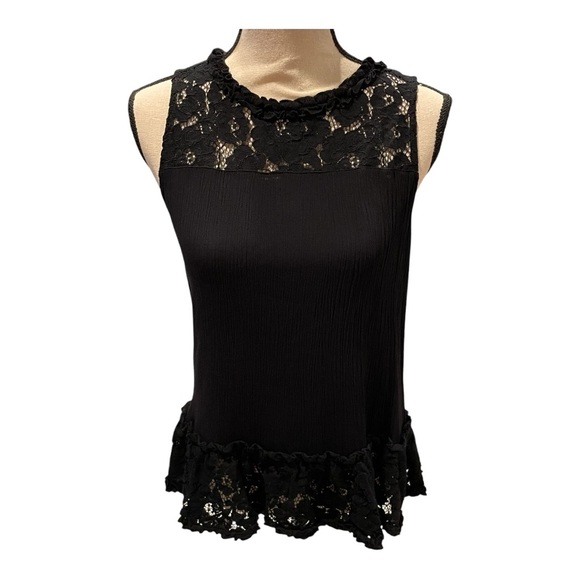 Y2K style lace crinkle witchy whimsigoth top boho ribbed  fairy - Picture 1 of 11